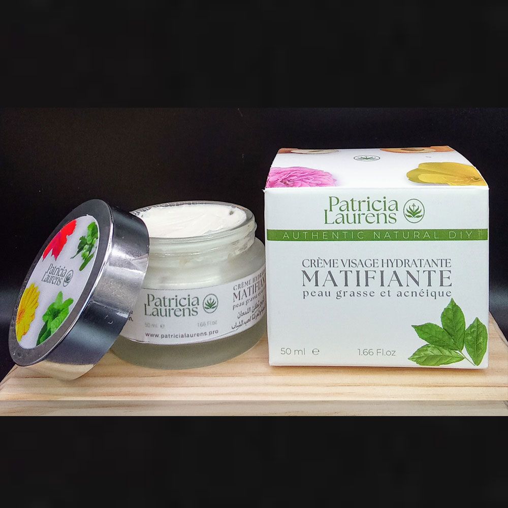 Crème visage hydratante matifiante pour peau grasse et acnéique